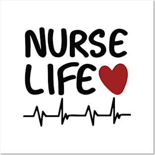 Nurse Life Red Heart Typography Posters and Art